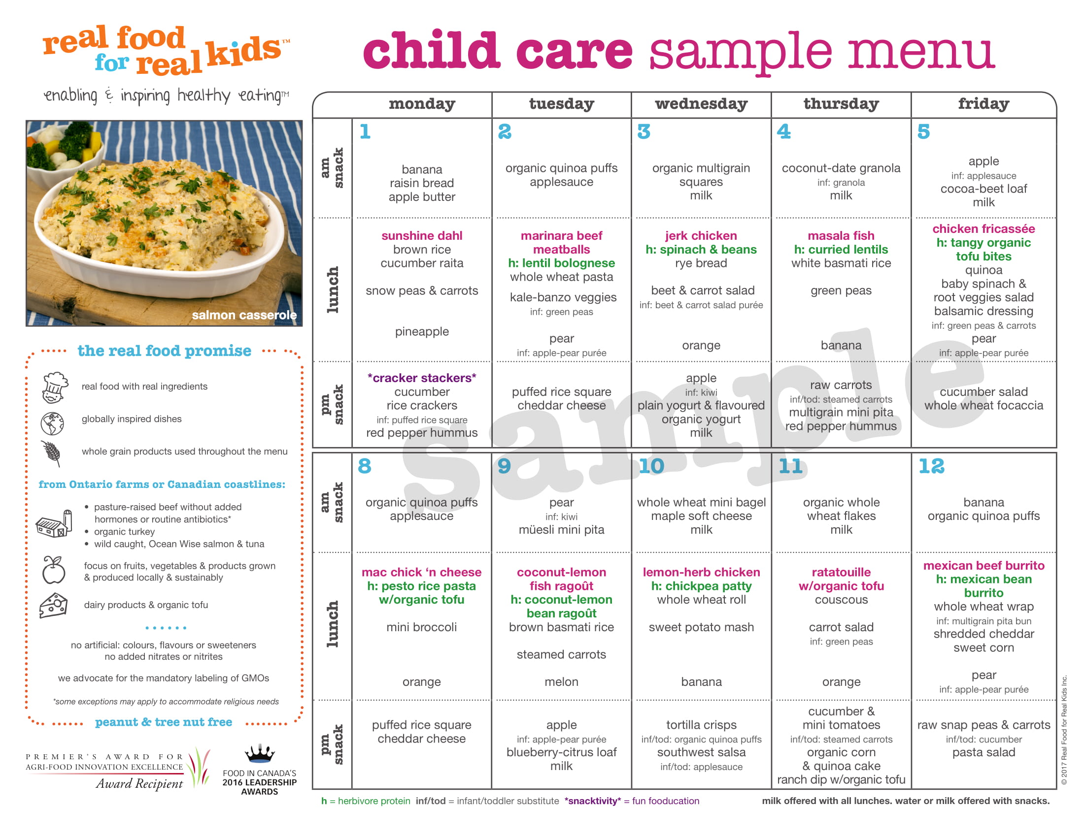 Meals Nutrition Daily Menu Childcare In Upscale Midtown Toronto